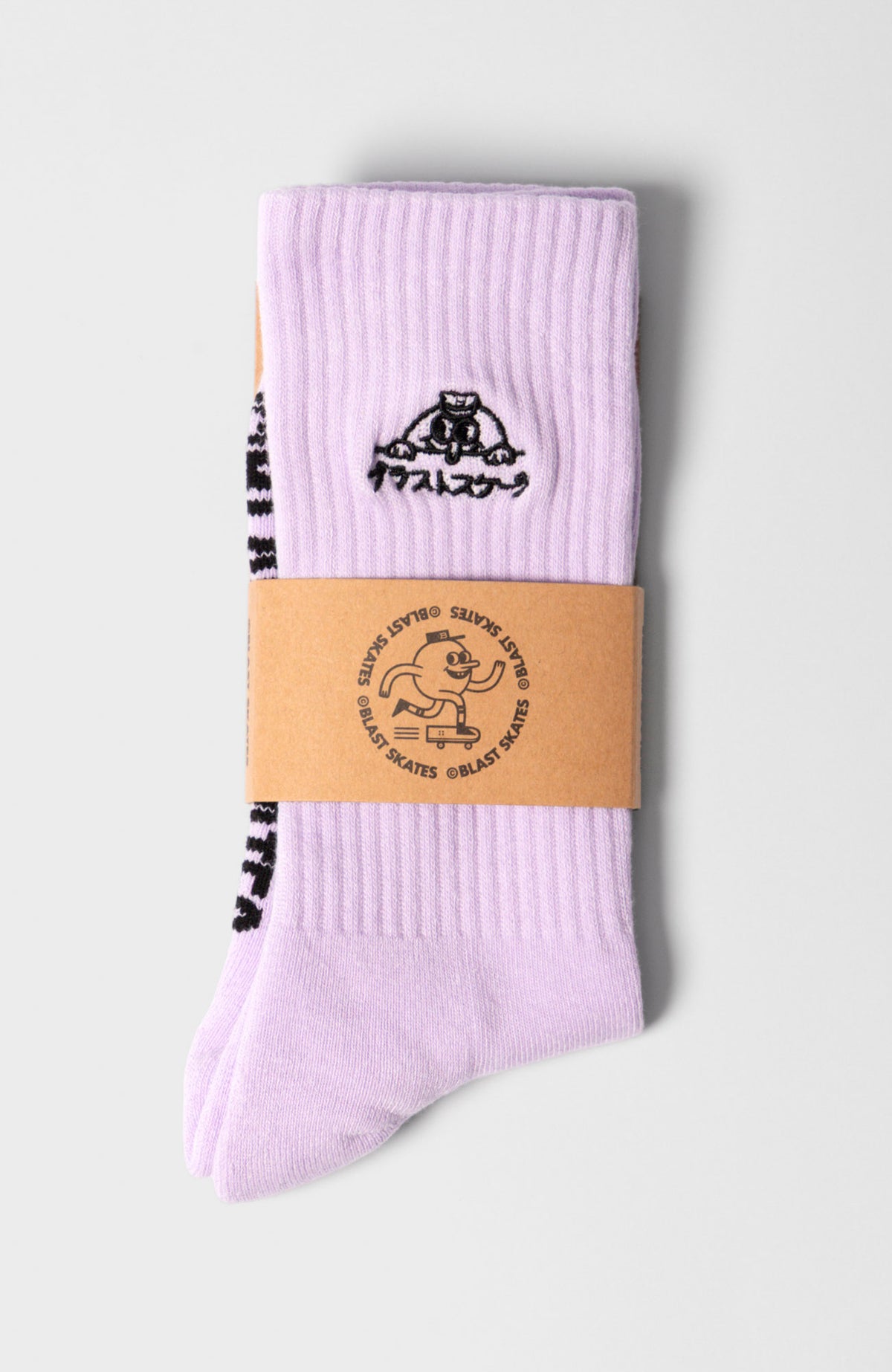 Blast Skates Lilac Embroidered Kawaii Doodle Socks