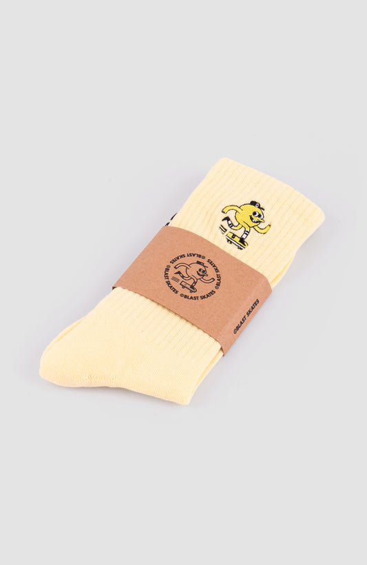 Blast Skates Soft Yellow Embroidered Mascot Sock