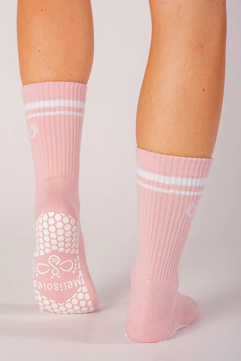 Melisoles Meli-Stripe Vintage Rose Grip Socks