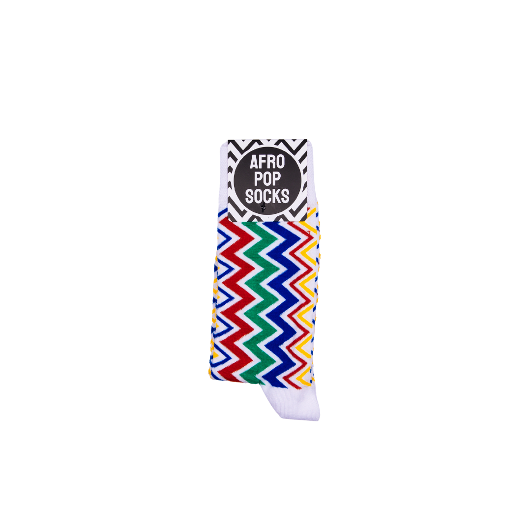AFROPOP Ziggy White Socks