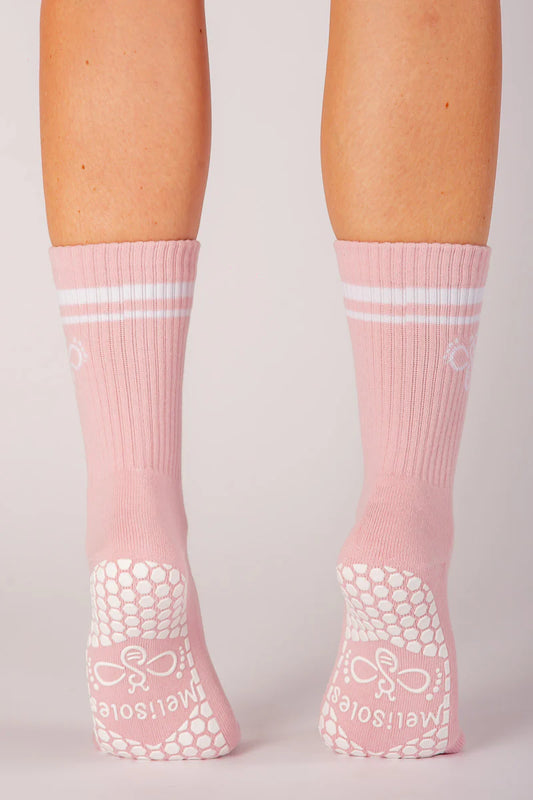 Melisoles Meli-Stripe Vintage Rose Grip Socks