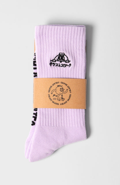 Blast Skates Lilac Embroidered Kawaii Doodle Socks