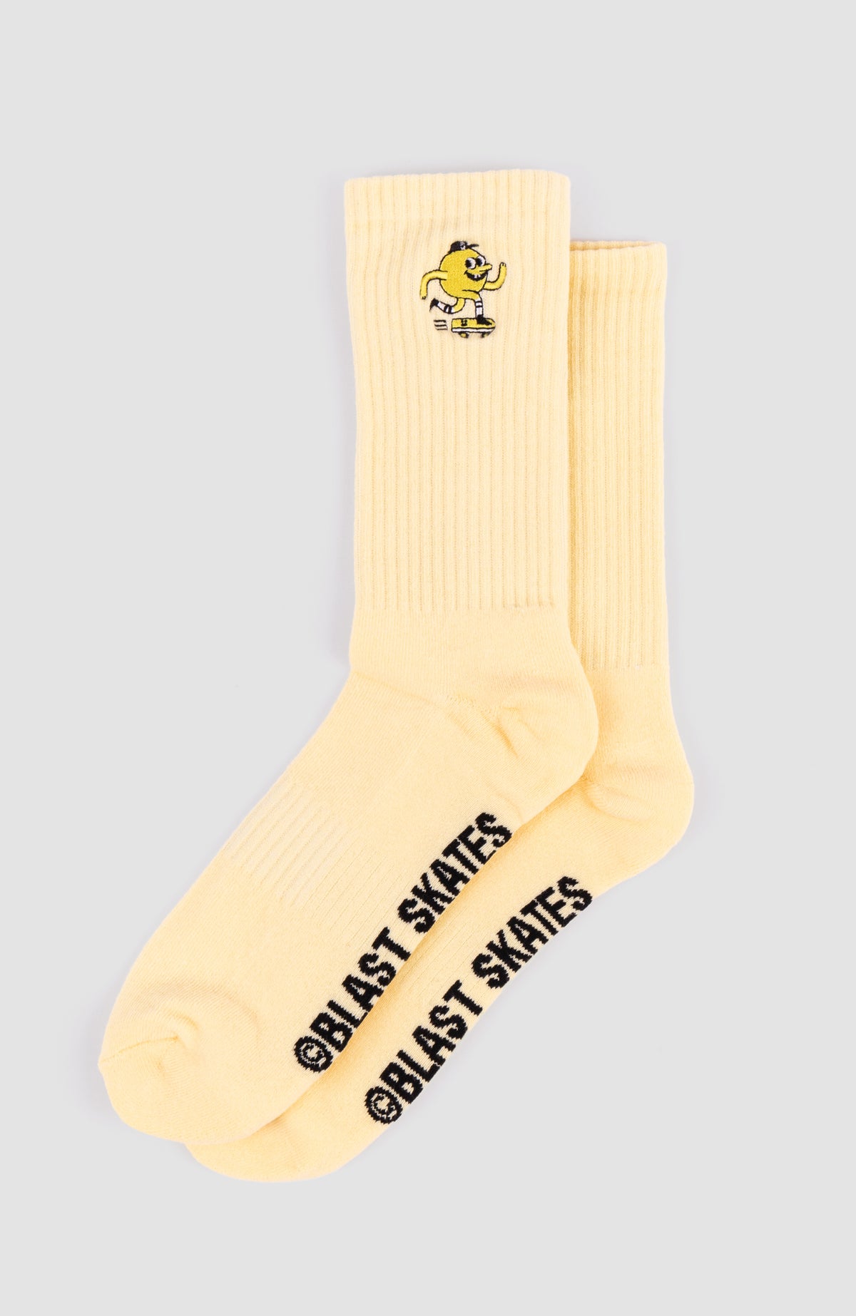 Blast Skates Soft Yellow Embroidered Mascot Sock