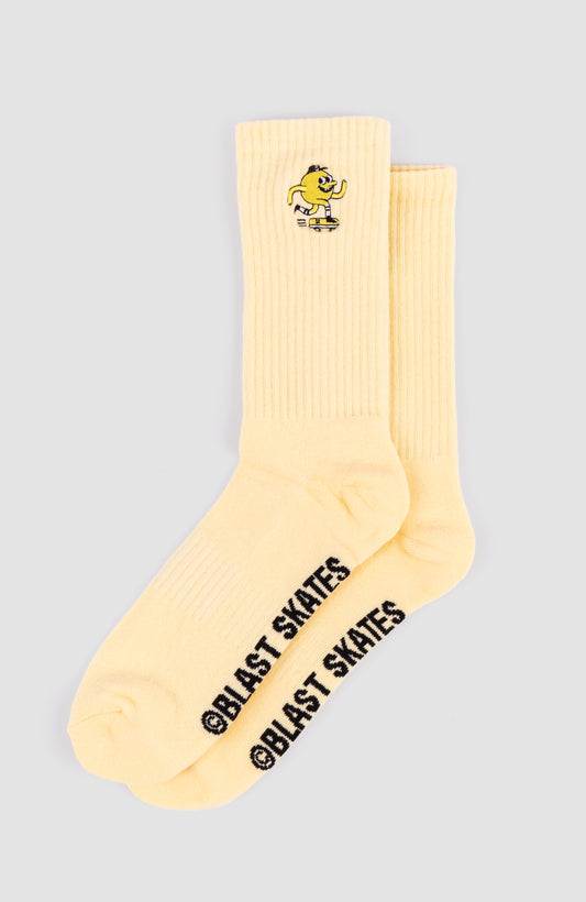 Blast Skates Soft Yellow Embroidered Mascot Sock