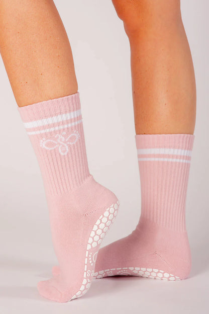 Melisoles Meli-Stripe Vintage Rose Grip Socks