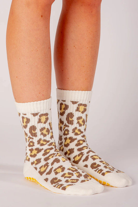 Melisoles Earth Leopard Grip Socks