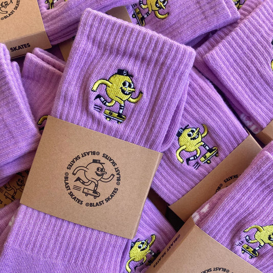 Blast Skates Lilac Embroidered Mascot Sock
