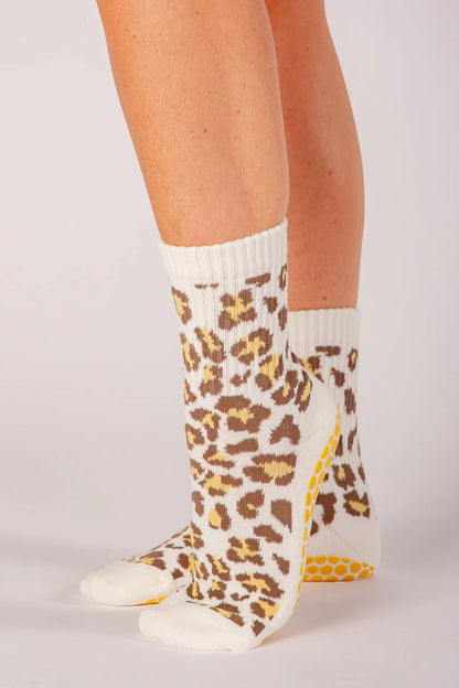Melisoles Earth Leopard Grip Socks