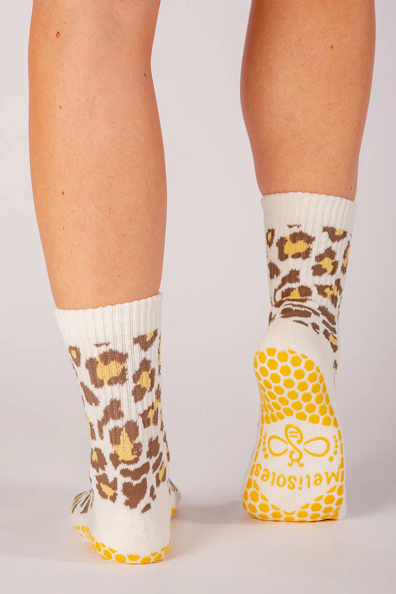 Melisoles Earth Leopard Grip Socks