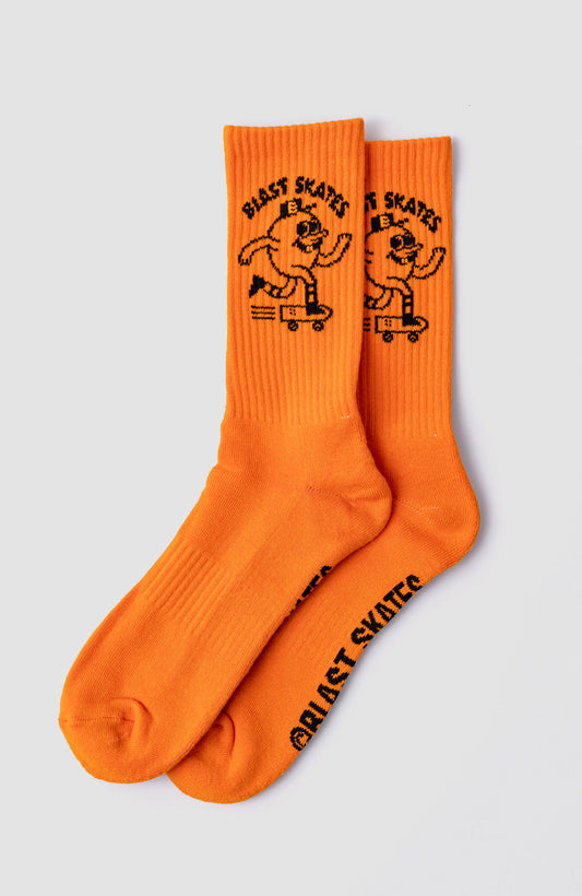 Blast Skates Orange Crew Socks